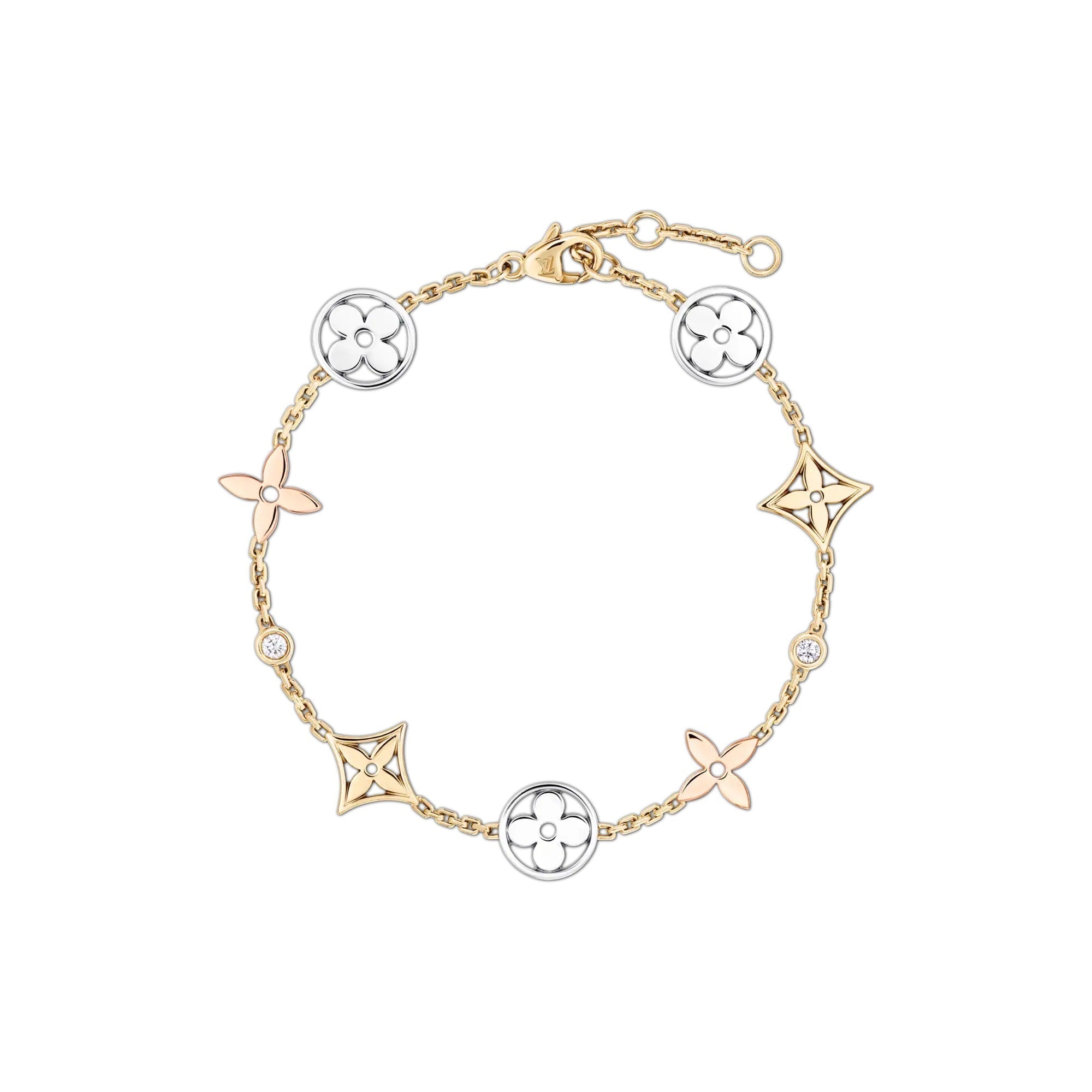 Idylle Blossom bracelet, 3 golds and diamonds