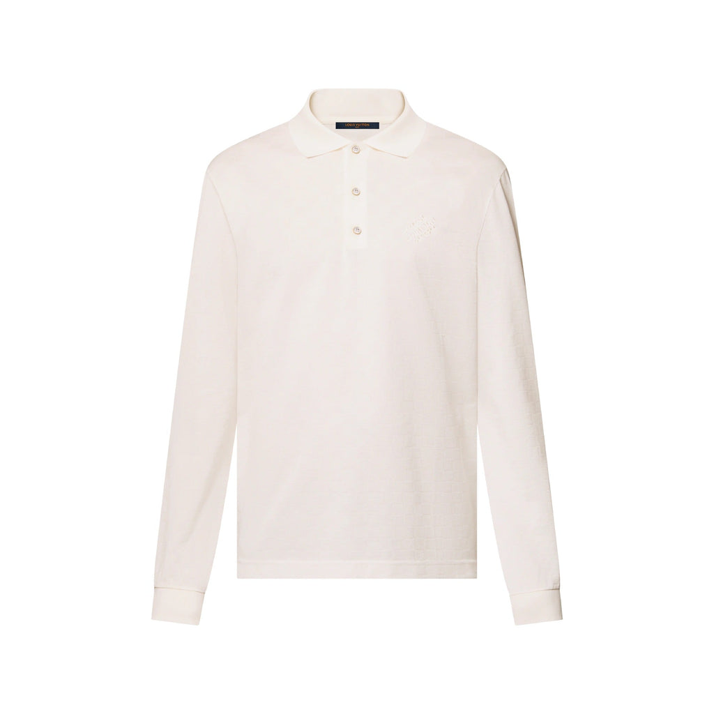 Damier Signature Long-Sleeved Polo Shirt
