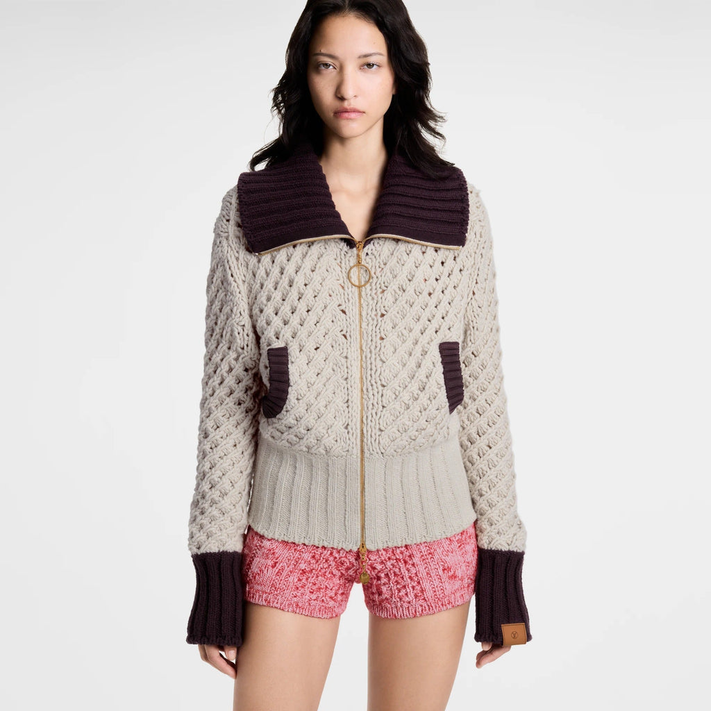 Color-Blocked Knit Jacket