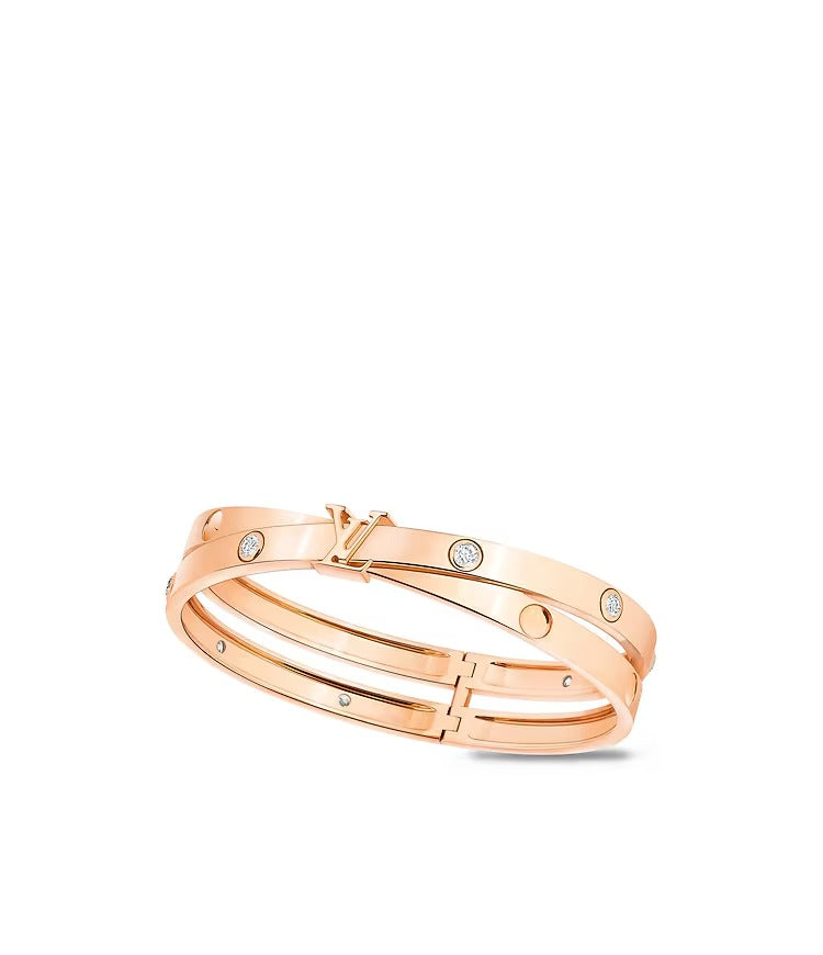 Empreinte Double Bangle, Pink Gold and Diamonds