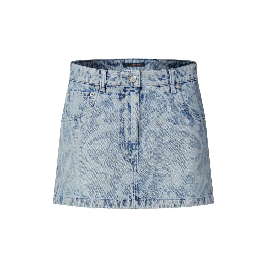 LV Bloom Denim Mini Skirt
