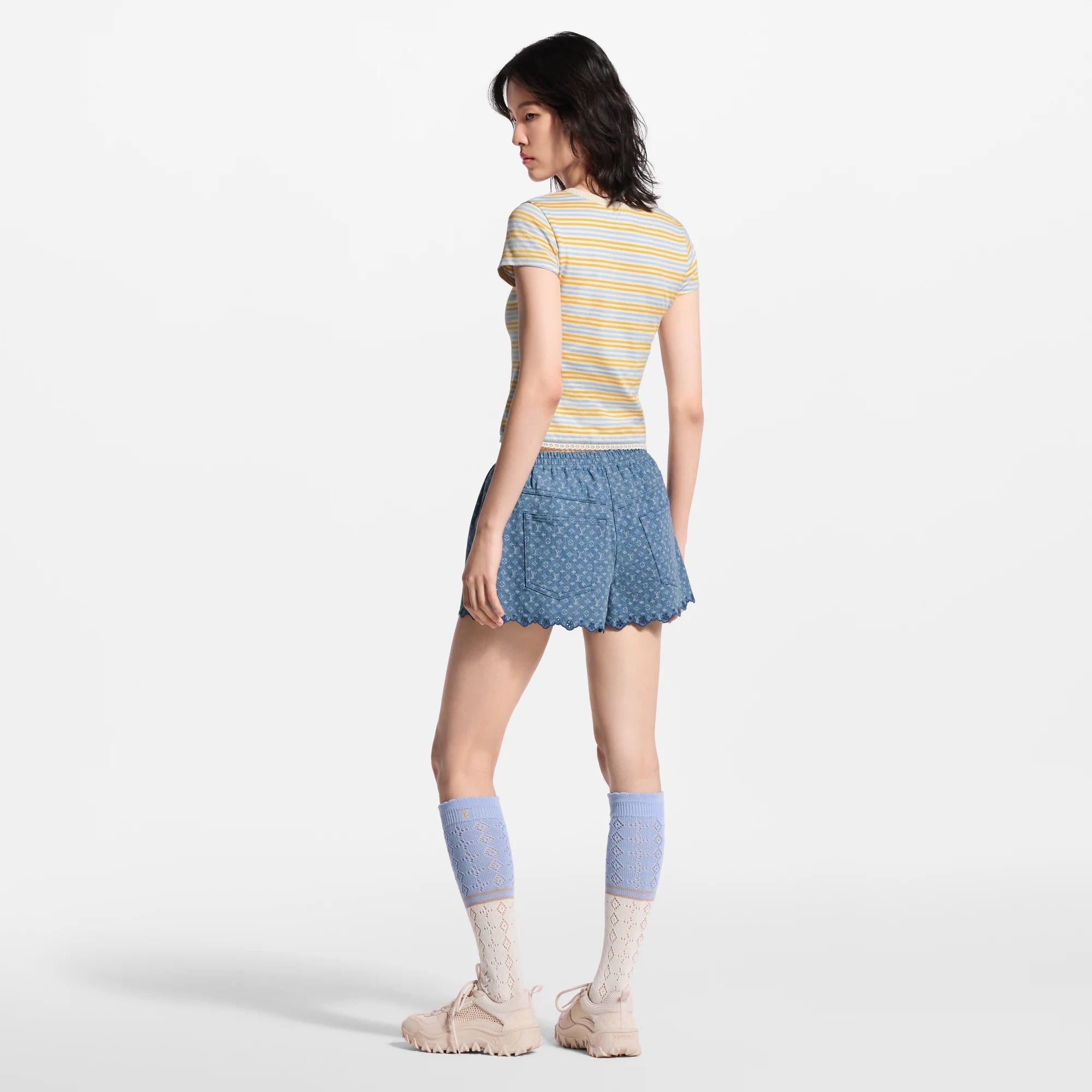 Monogram Denim Mini Shorts