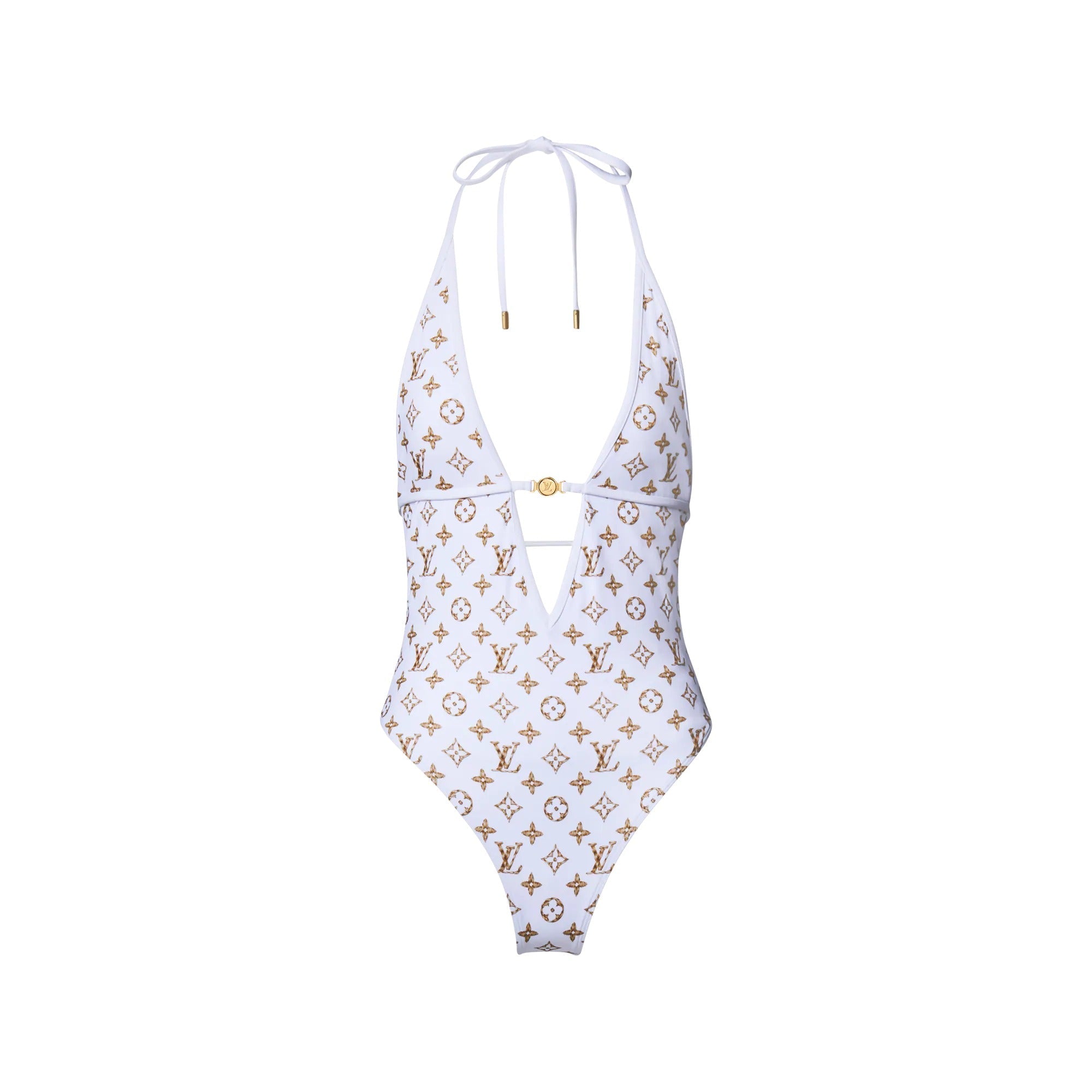 Woven Monogram Print Swimsuit