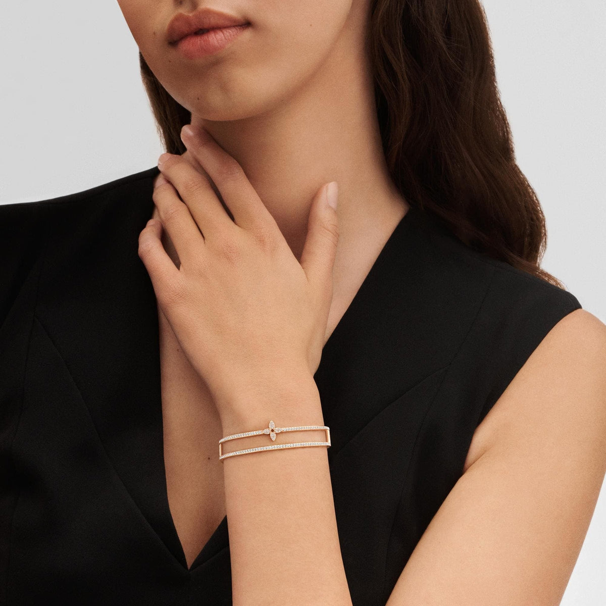 Idylle Blossom Two-Row Bracelet, Pink Gold And Diamonds