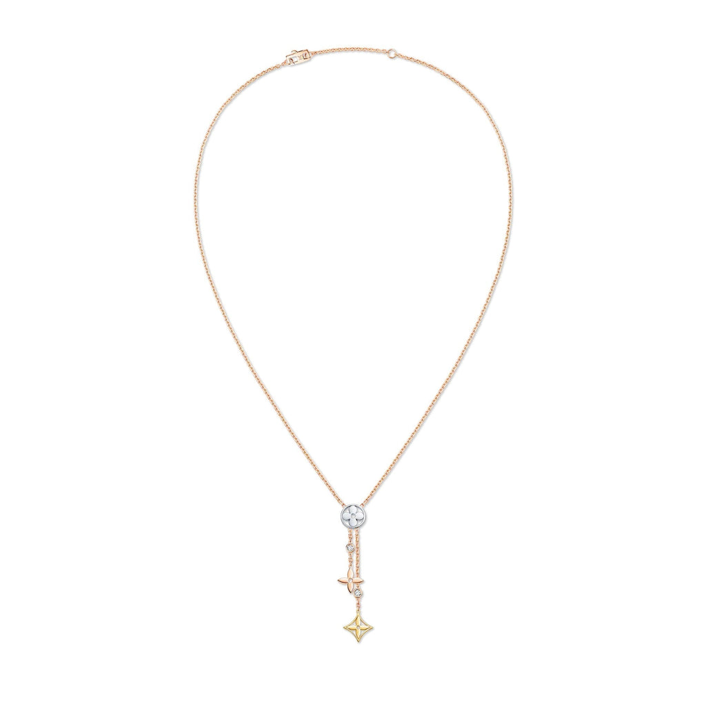 Idylle Blossom Y Pendant, 3 Gold and Diamonds