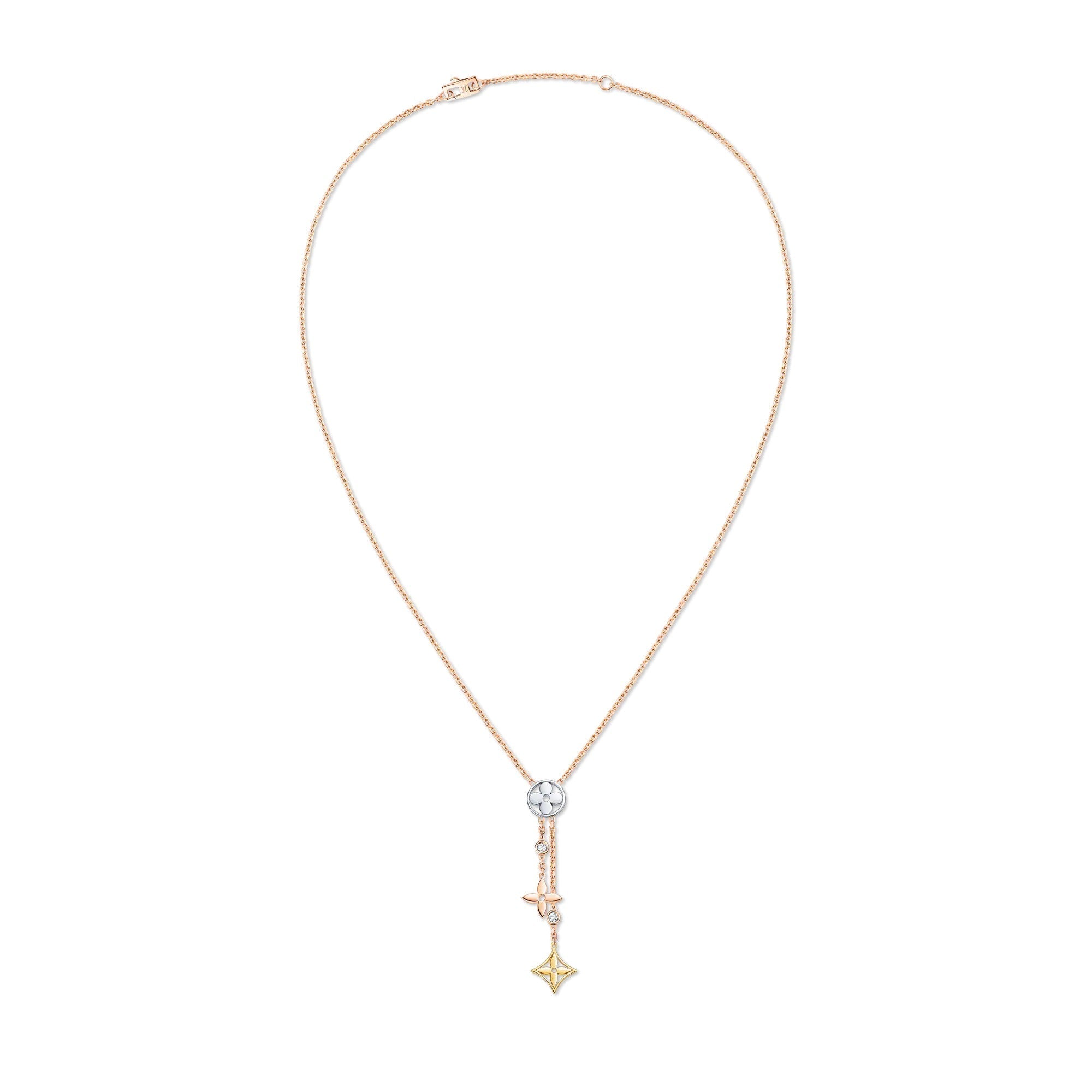 Idylle Blossom Y Pendant, 3 Gold and Diamonds