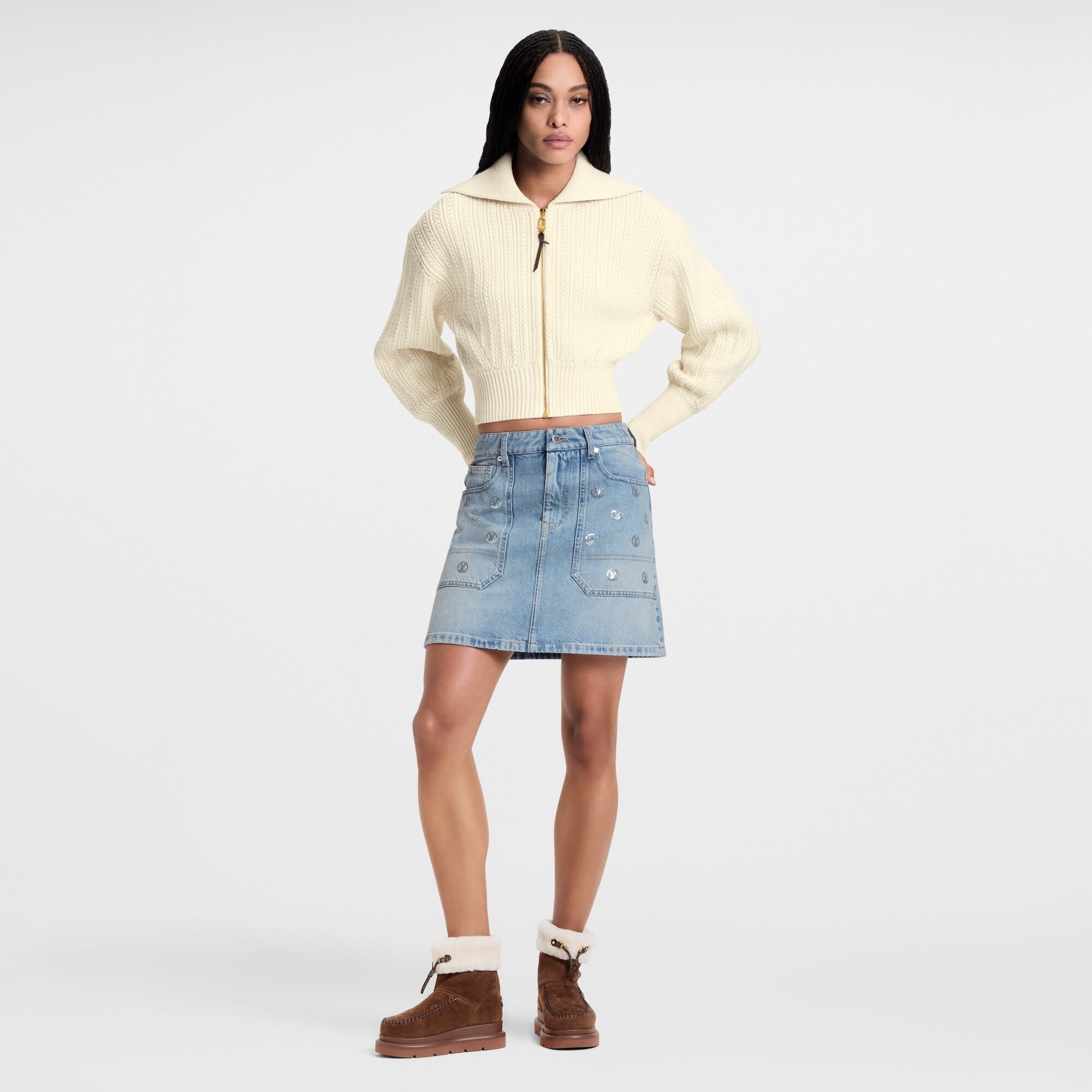 Cropped Rib-Knit Jacket