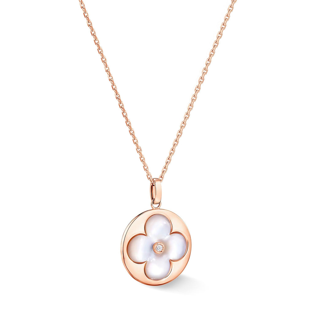 Color Blossom XL Sun Medallion, Pink Gold, White Mother-of-Pearl and Diamond