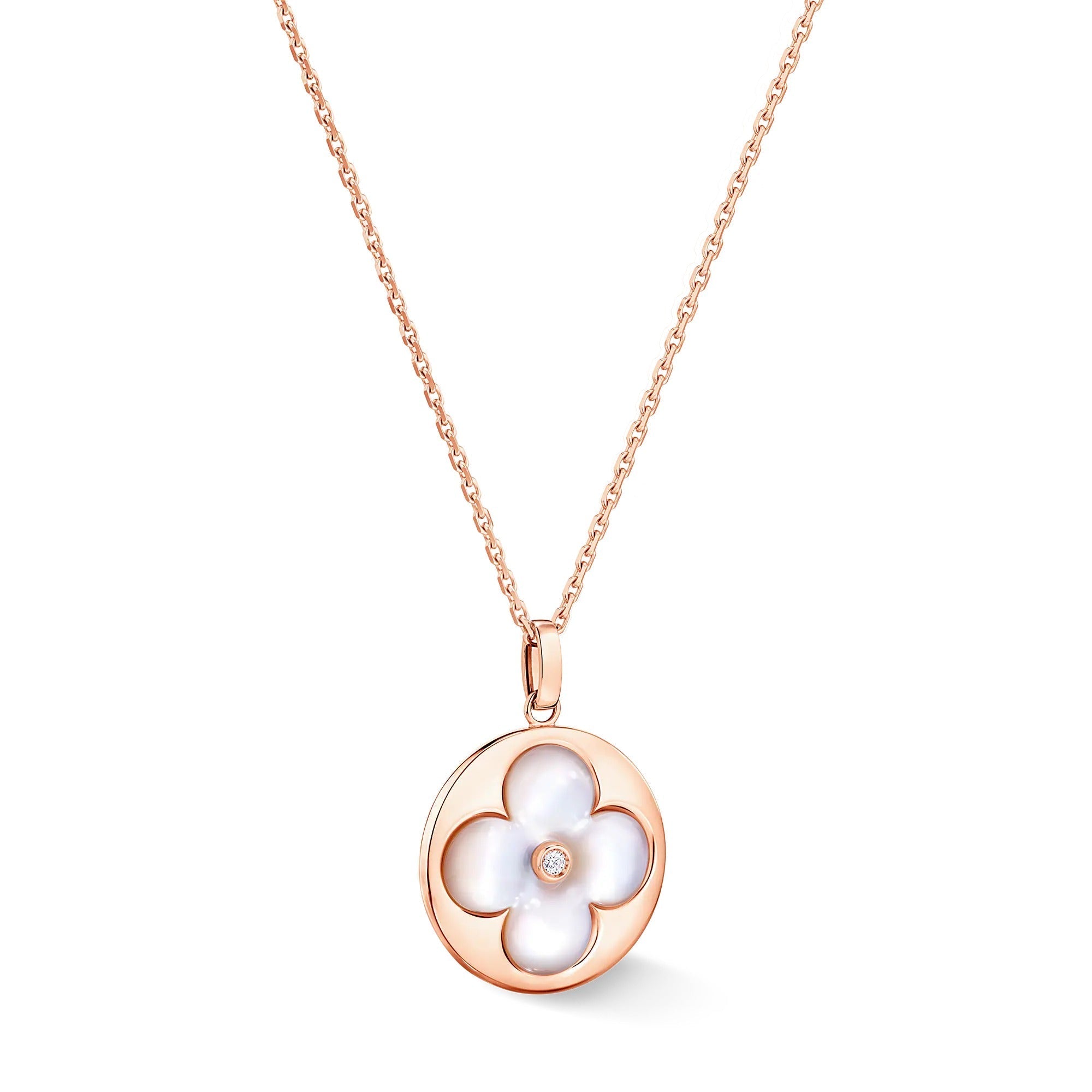 Color Blossom XL Sun Medallion, Pink Gold, White Mother-of-Pearl and Diamond