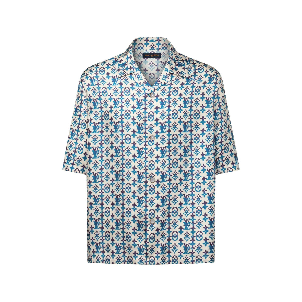 Monogram Printed Silk Short-Sleeved Shirt