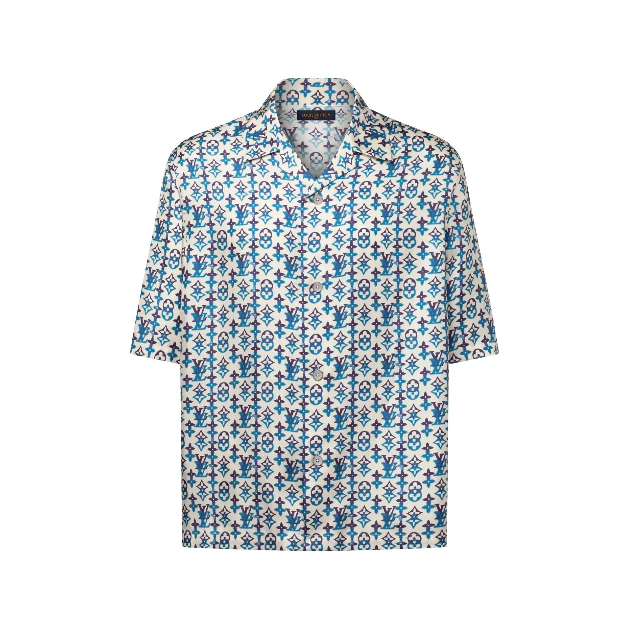 Monogram Printed Silk Short-Sleeved Shirt