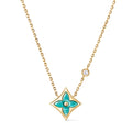 Color Blossom BB Star Pendant, Yellow Gold, Amazonite and Diamond
