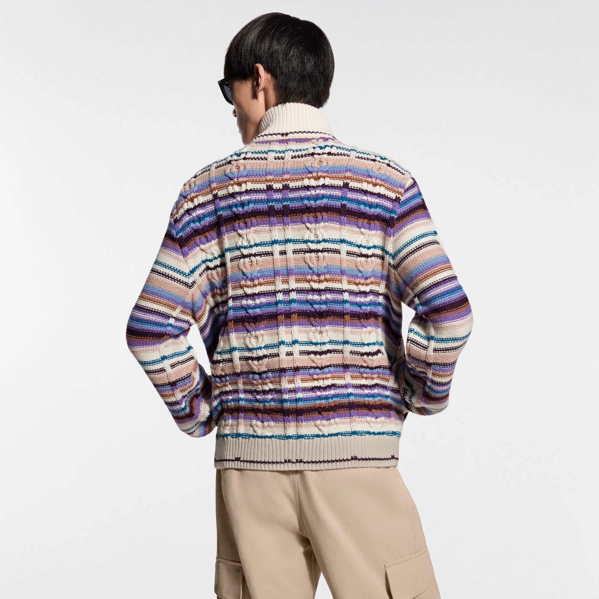Striped Cable-Knit Track Top