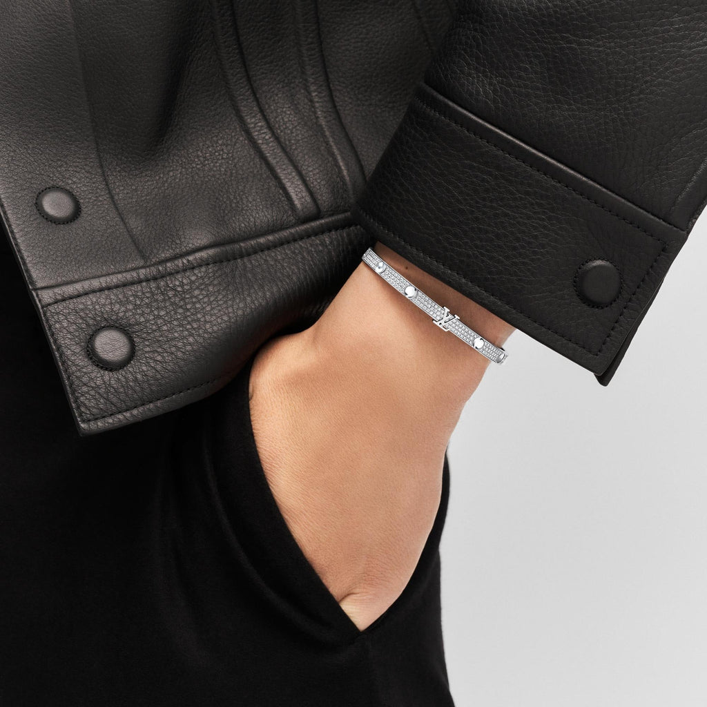 Empreinte Medium Bangle, White Gold and Diamonds