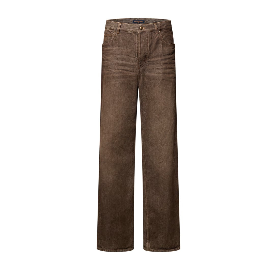 Coffee Indigo Denim Skate Pants