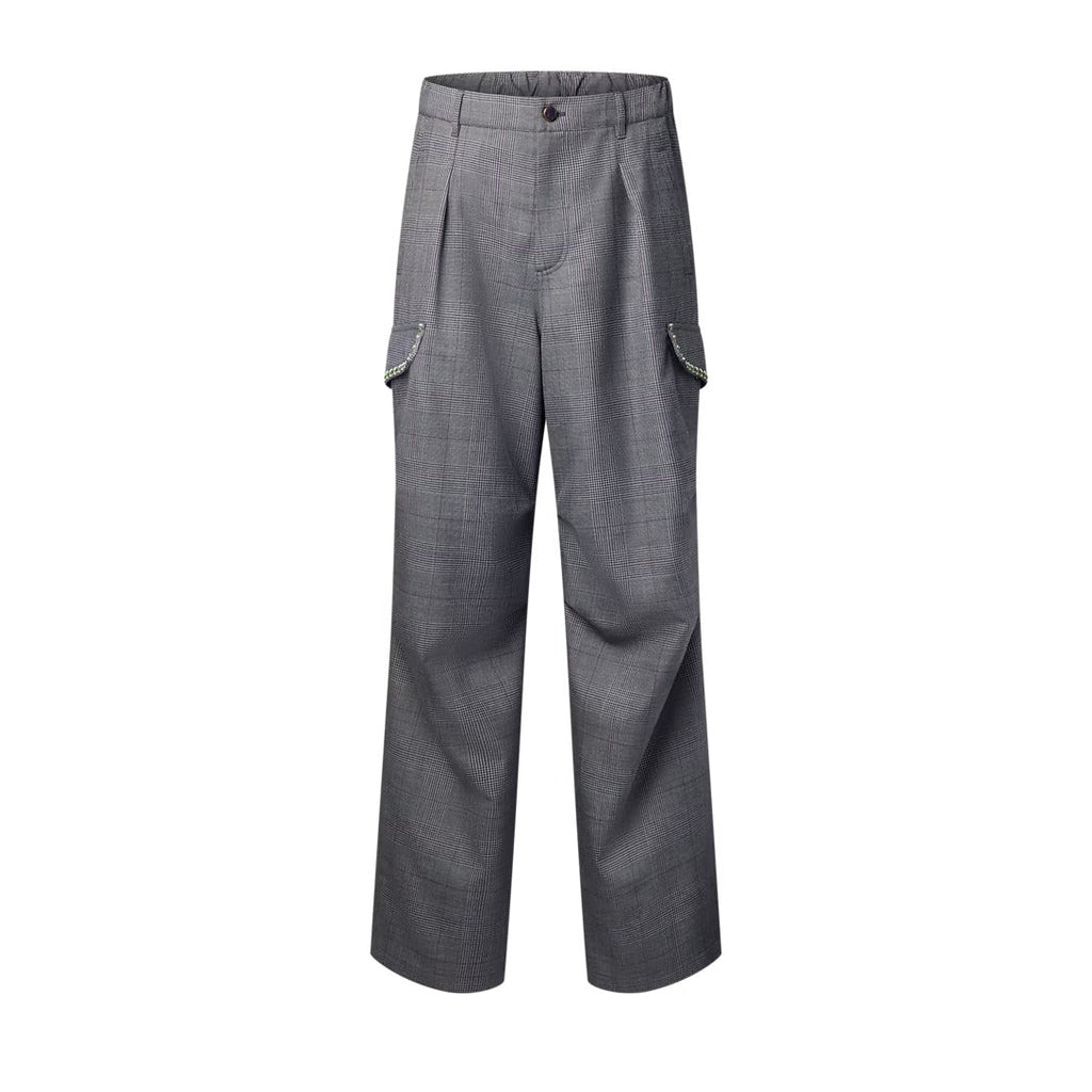 Check Embroidered Cargo Pants