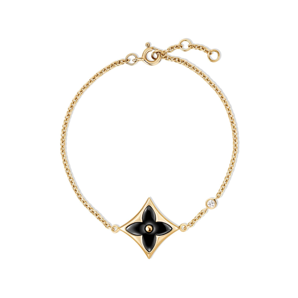 Color Blossom Bb Star Bracelet, Yellow Gold, Onyx And Diamond