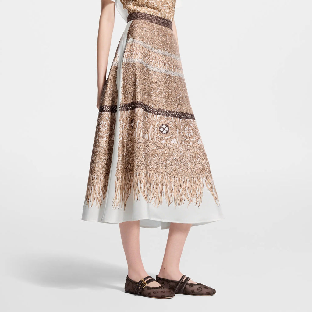 Woven Print Fluid Skirt