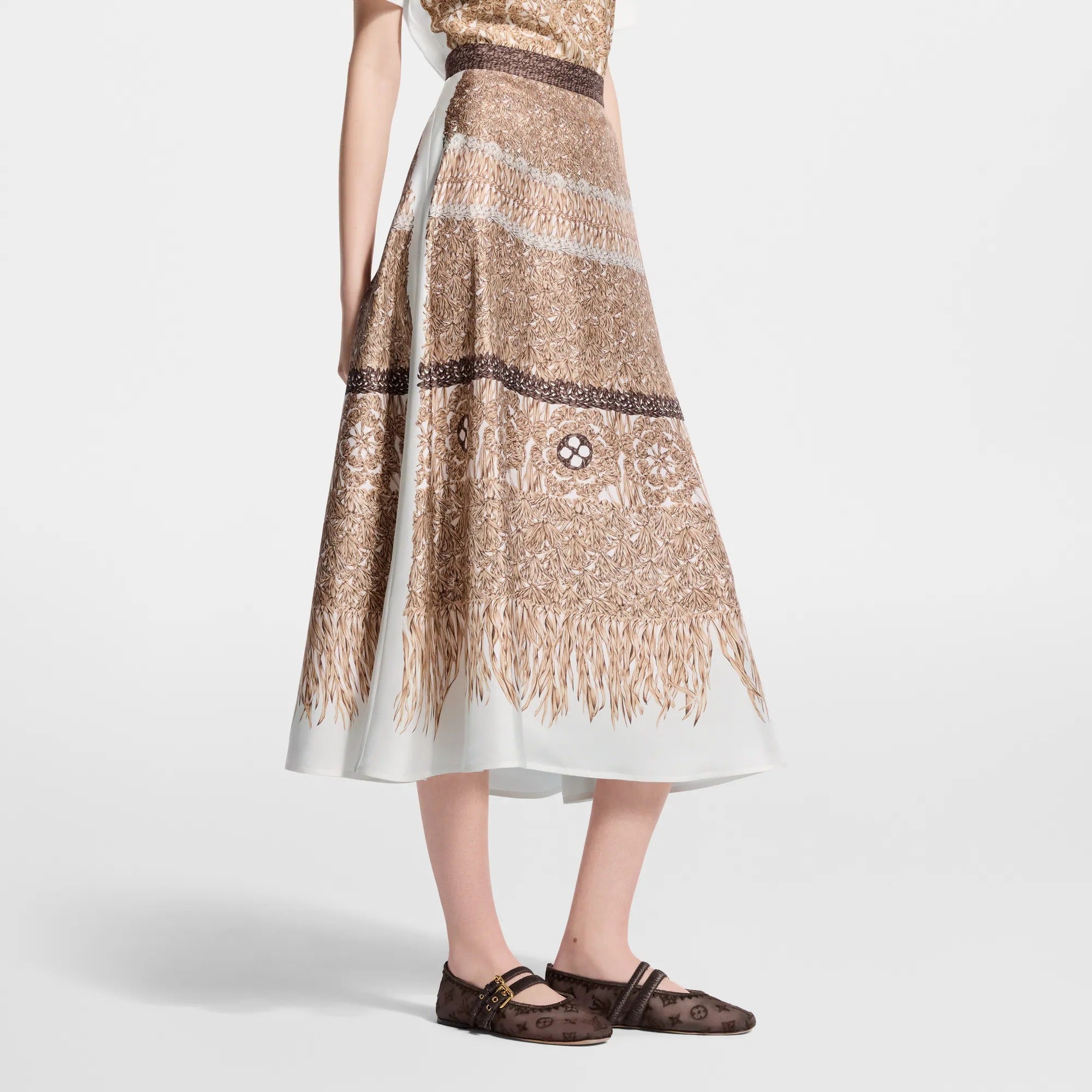 Woven Print Fluid Skirt