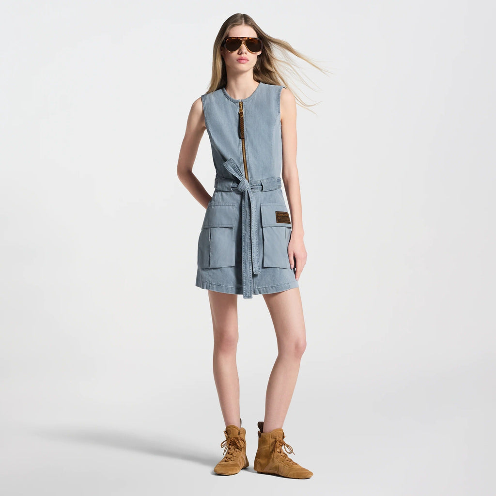 Utility Pocket Washed Denim Dress