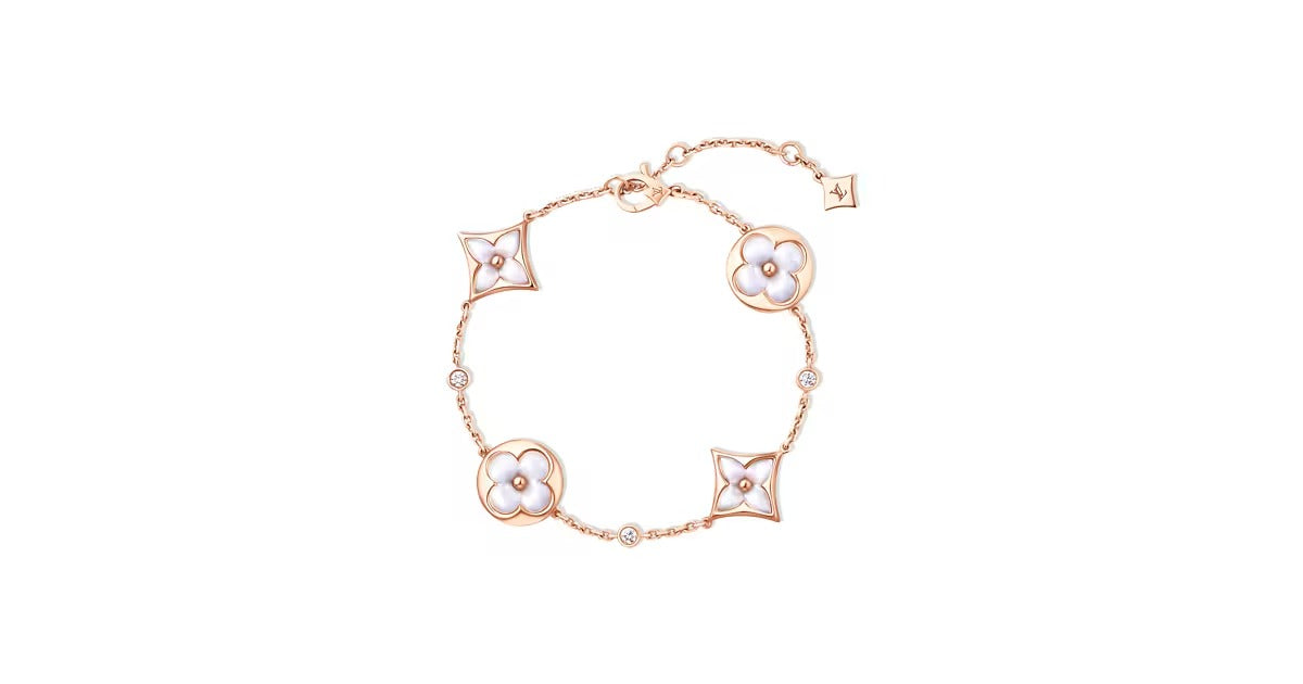 Color Blossom BB Star and Sun Multi-Motif Bracelet, Pink Gold, White Mother-of-Pearl and Diamonds