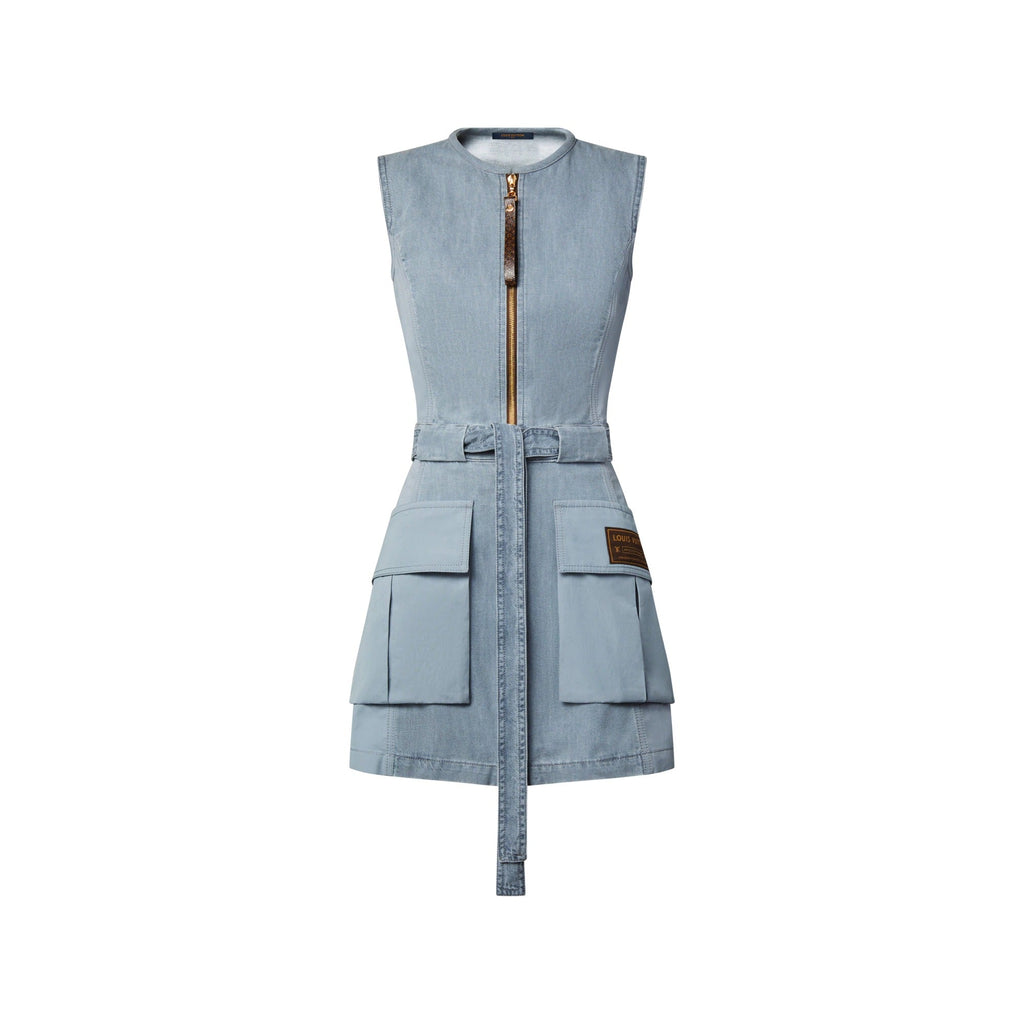 Utility Pocket Washed Denim Dress