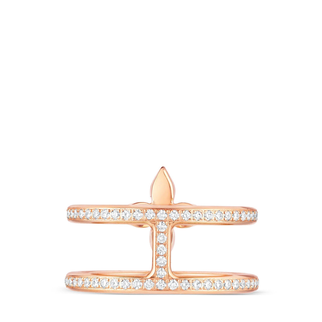 Idylle Blossom Two-Row Ring, Pink Gold And Diamonds