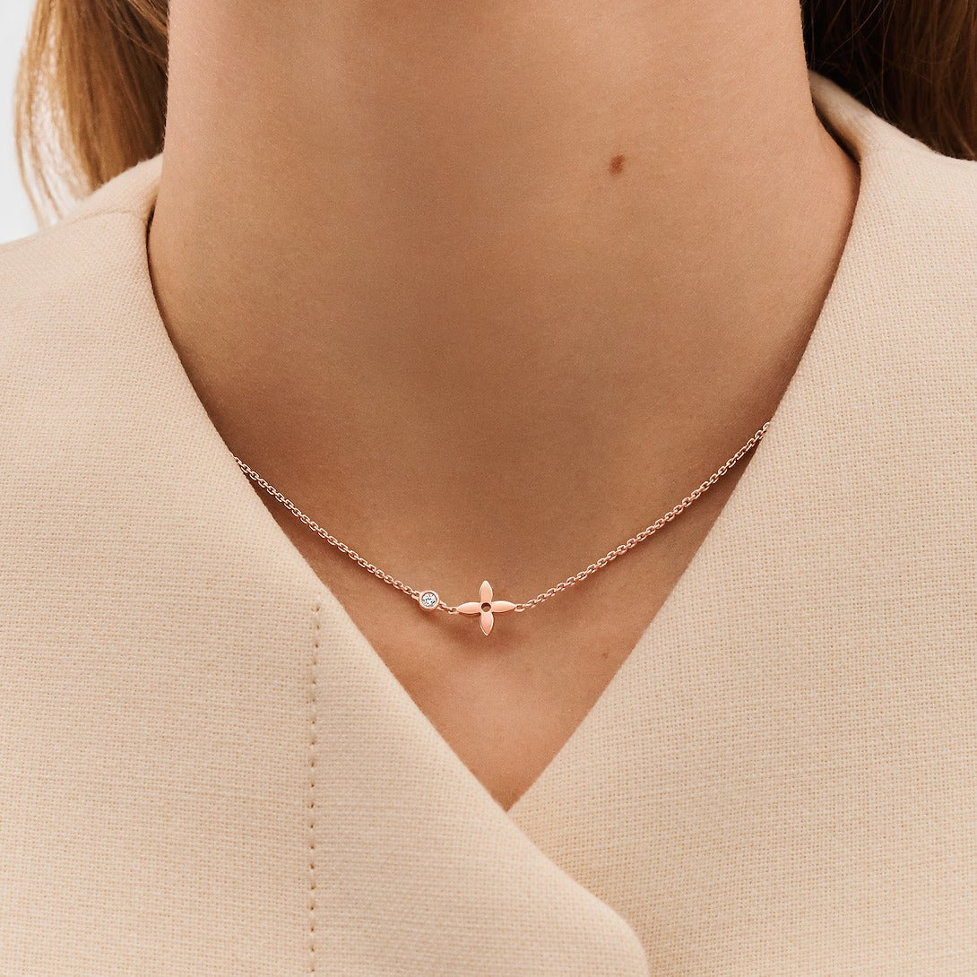 Idylle Blossom pendant, pink gold and diamond