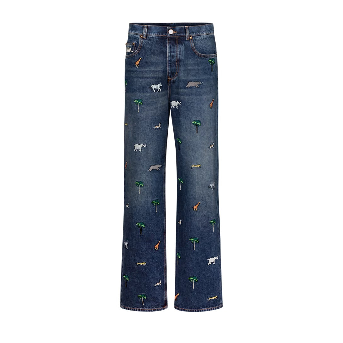 LV x The Darjeeling Limited Embroidered Denim Skate Pants