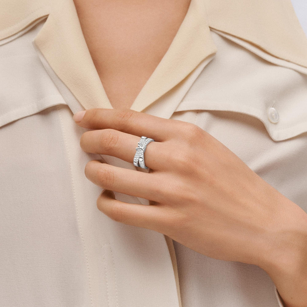 Empreinte Double Ring, White Gold and Diamonds
