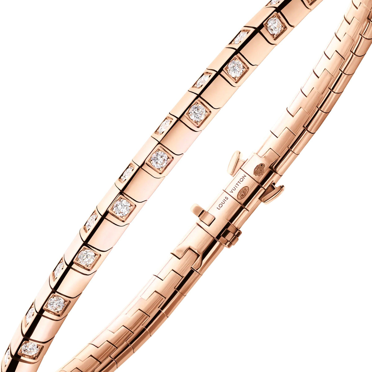 Le Damier de Louis Vuitton Small Bracelet, Rose Gold and Diamonds