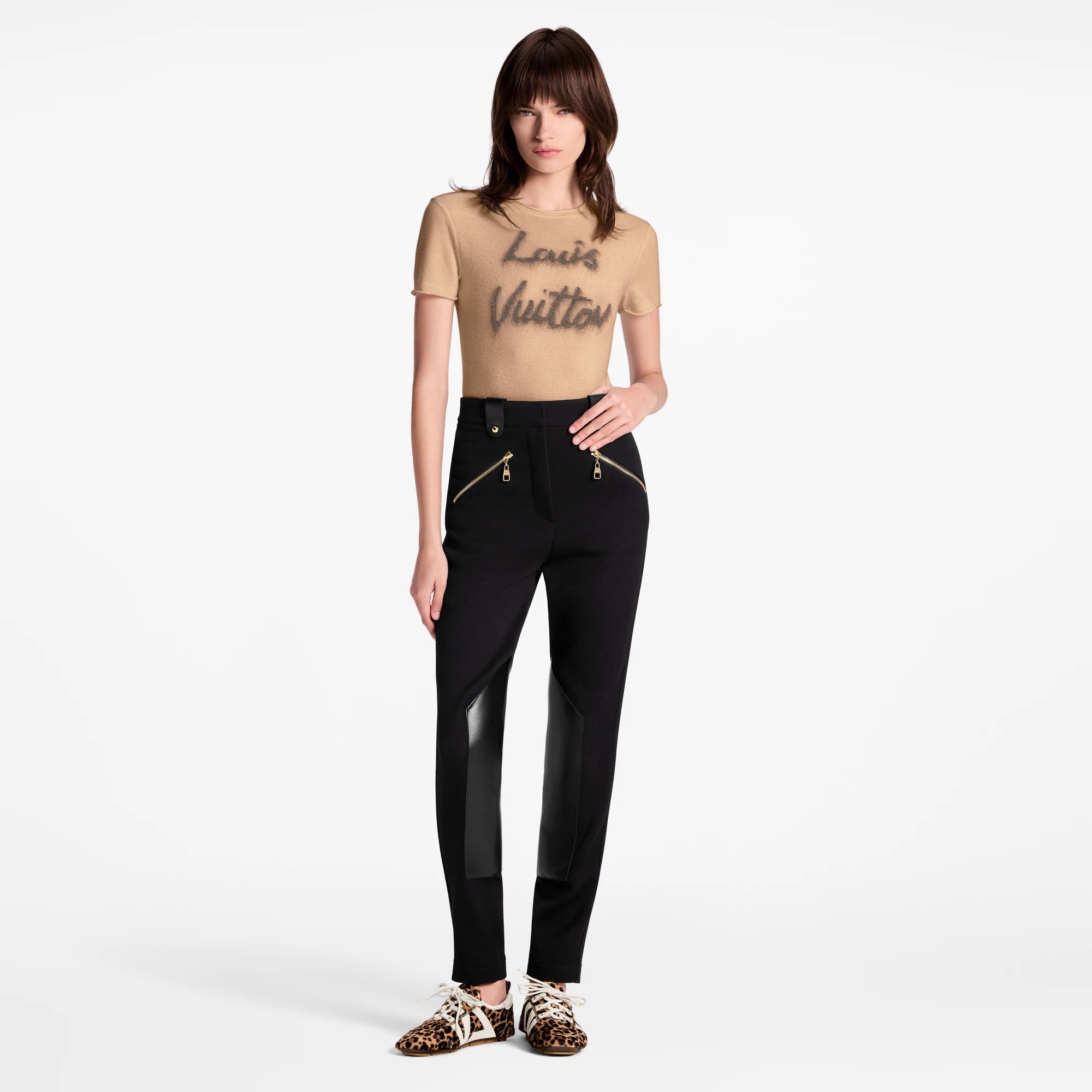 Leather Accent Riding Pants