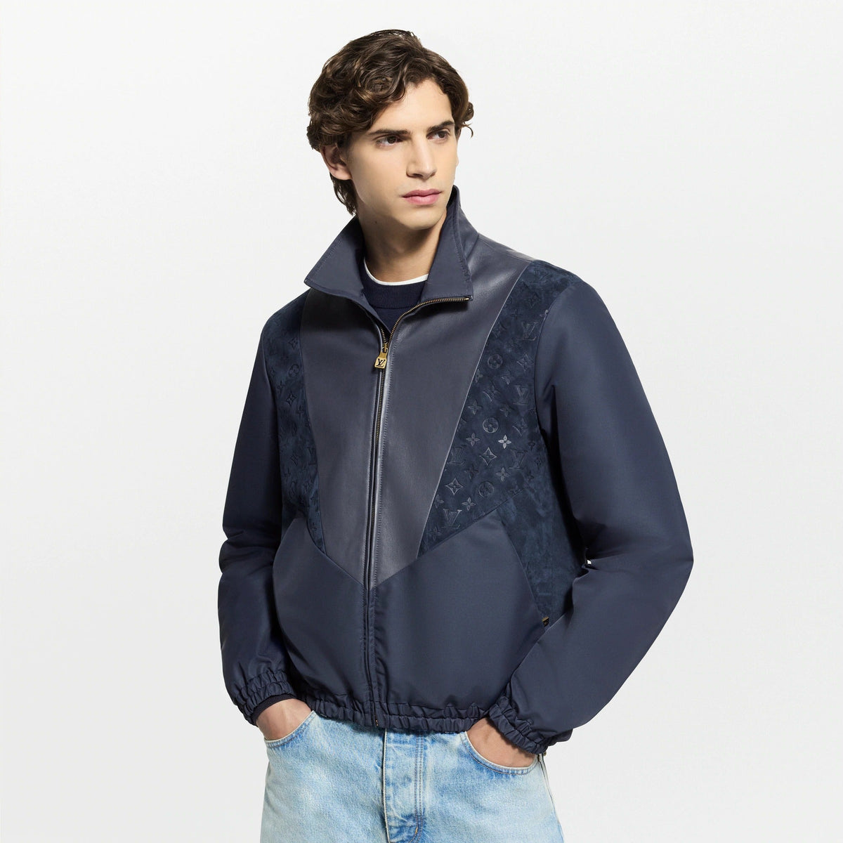 Leather Mix Track Top