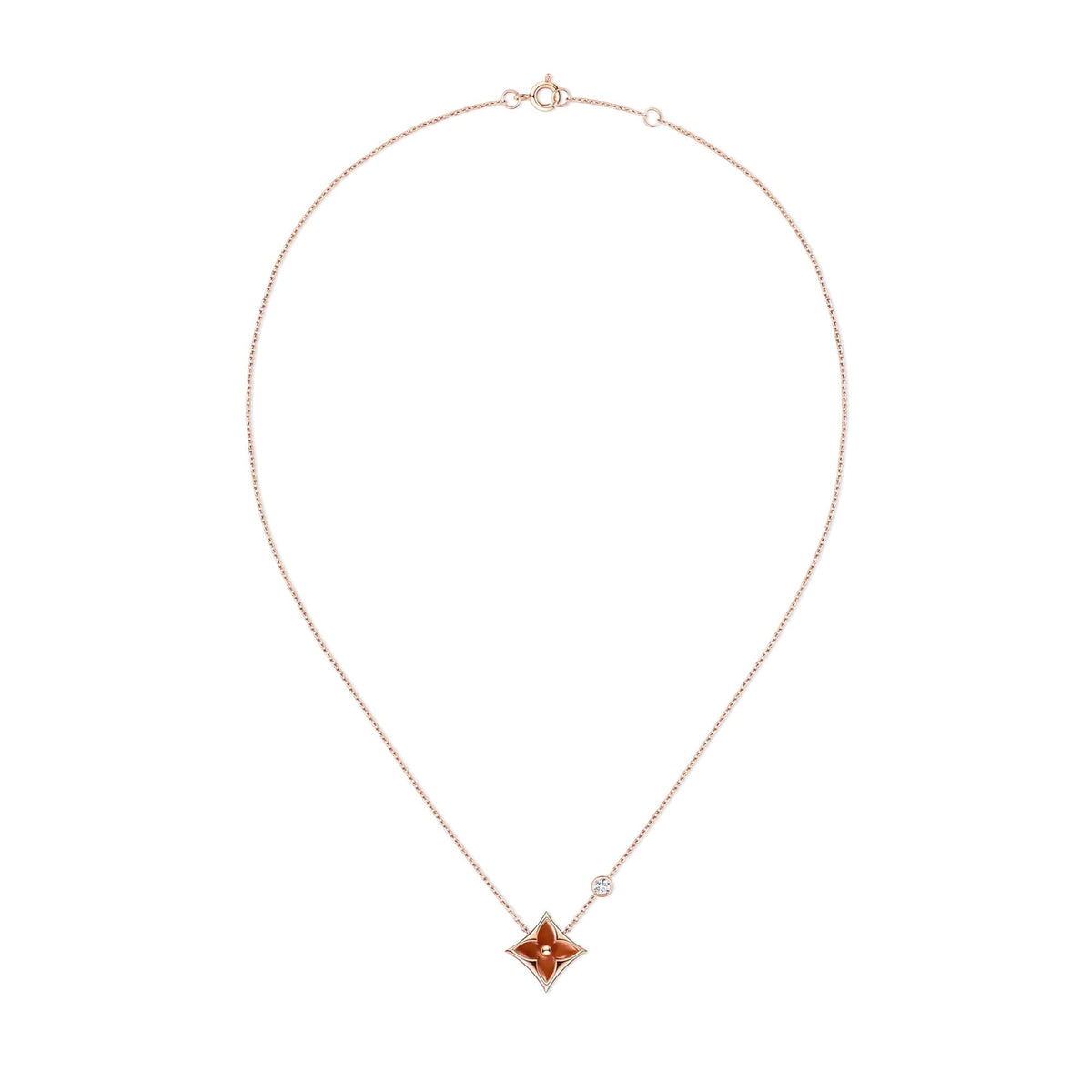 Color Blossom BB Star Pendant, Pink Gold, Cornelian and Diamond