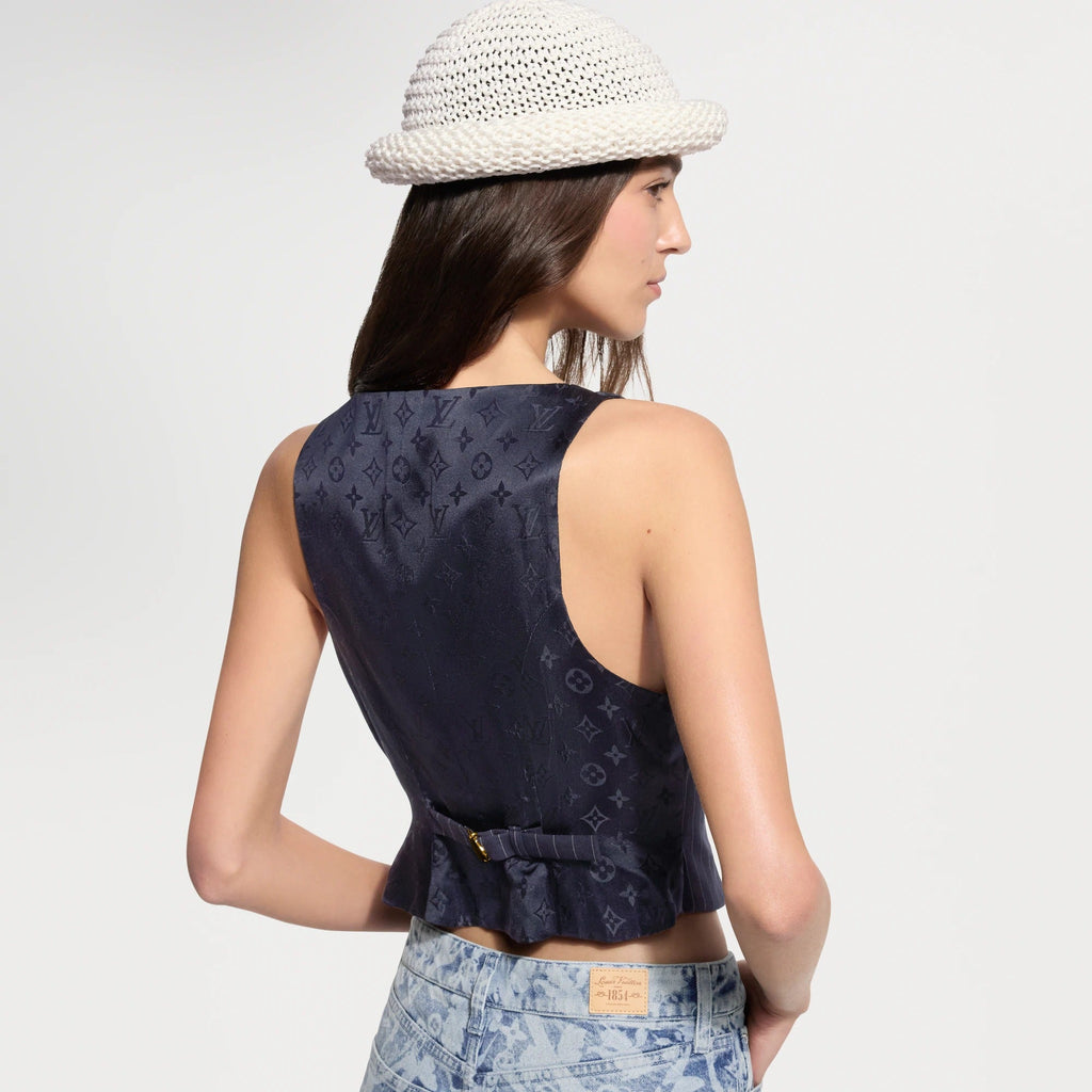 Asymmetrical Bib Pinstriped Top