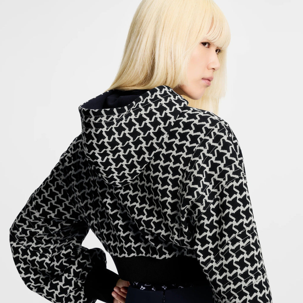 Cropped Honeycomb Jacquard Bomber Jacket