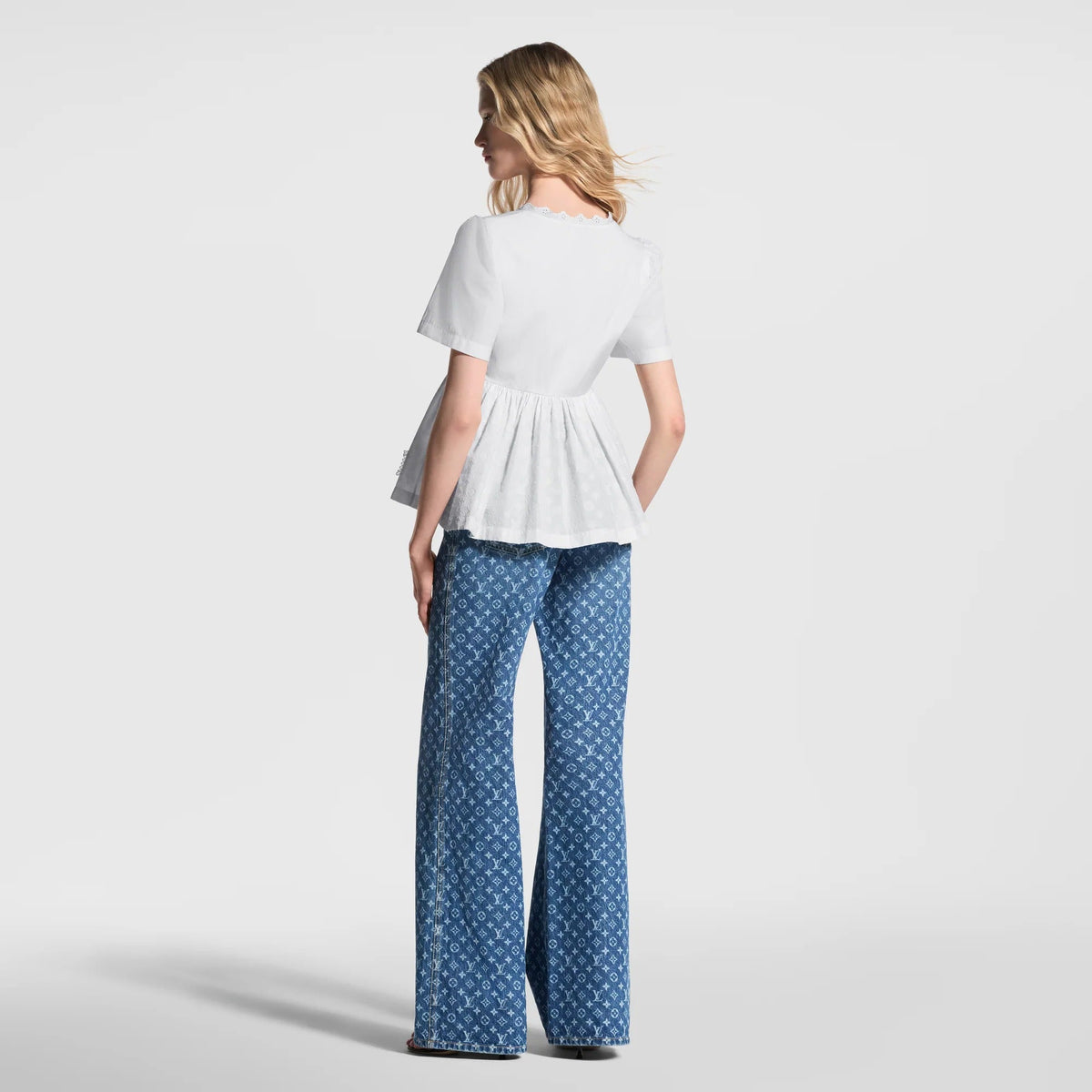 Broderie Trim Peplum Top
