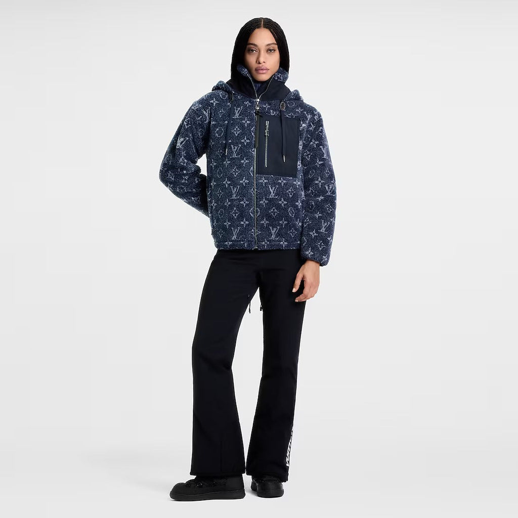 Denim-Effect Monogram Fleece Jacket