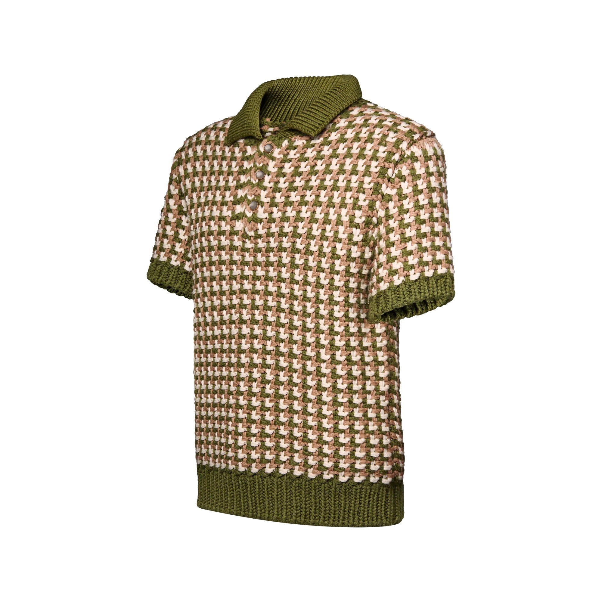 Short-Sleeved Wool-Knit Polo Shirt