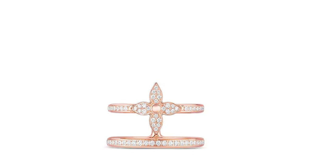 Idylle Blossom Two-Row Ring, Pink Gold And Diamonds