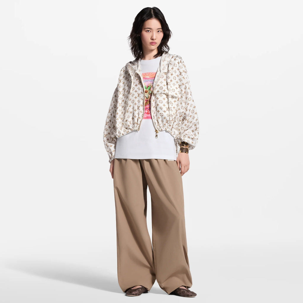 Woven Monogram Print Drawstring Jacket
