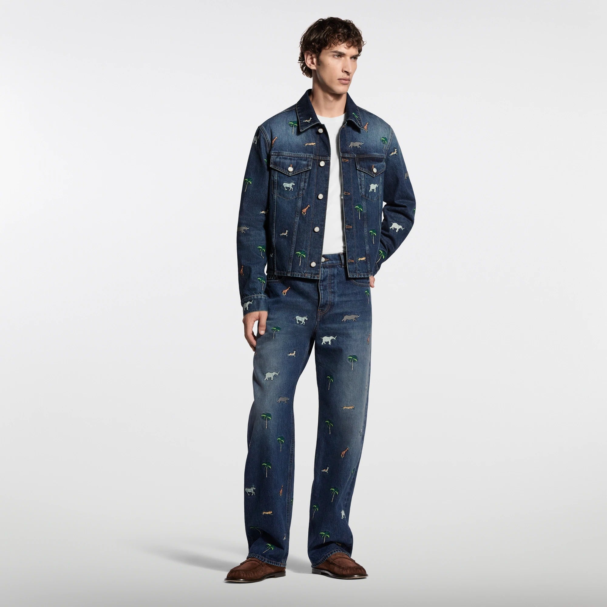 LV x The Darjeeling Limited Embroidered Denim Skate Pants
