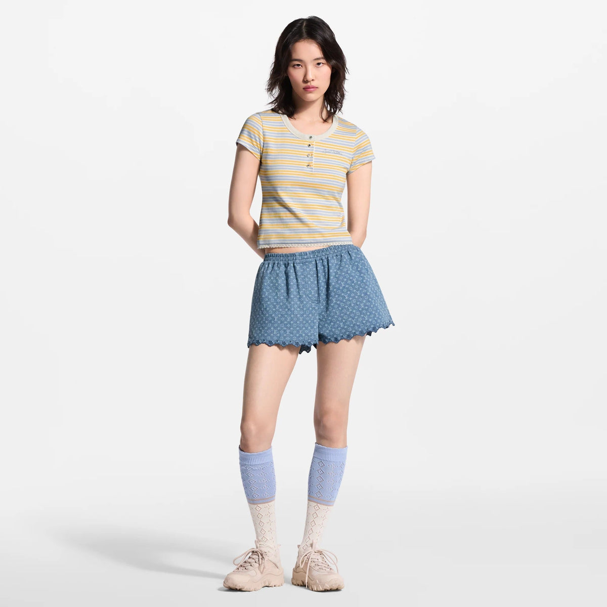 Monogram Denim Mini Shorts