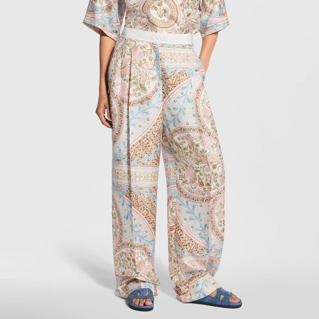 Flower Foulard Wide-Cut Pants