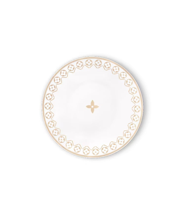 Set Of 2 Dessert Plates Monogram Flower Tile