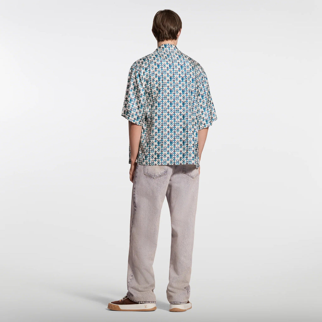 Monogram Printed Silk Short-Sleeved Shirt