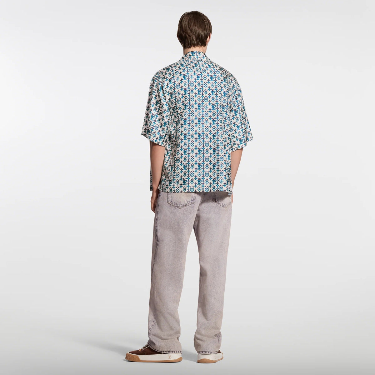 Monogram Printed Silk Short-Sleeved Shirt