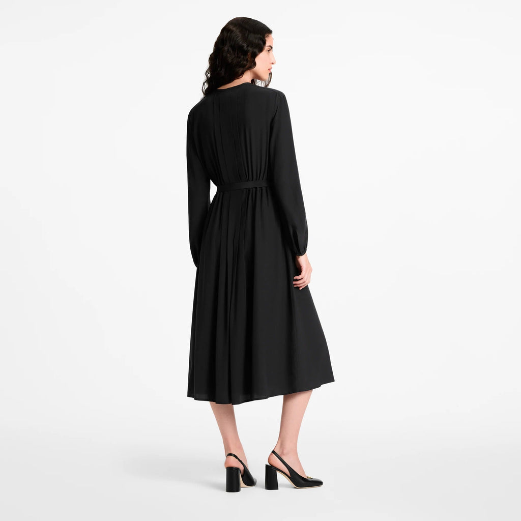 Monogram Accent Pleat Dress