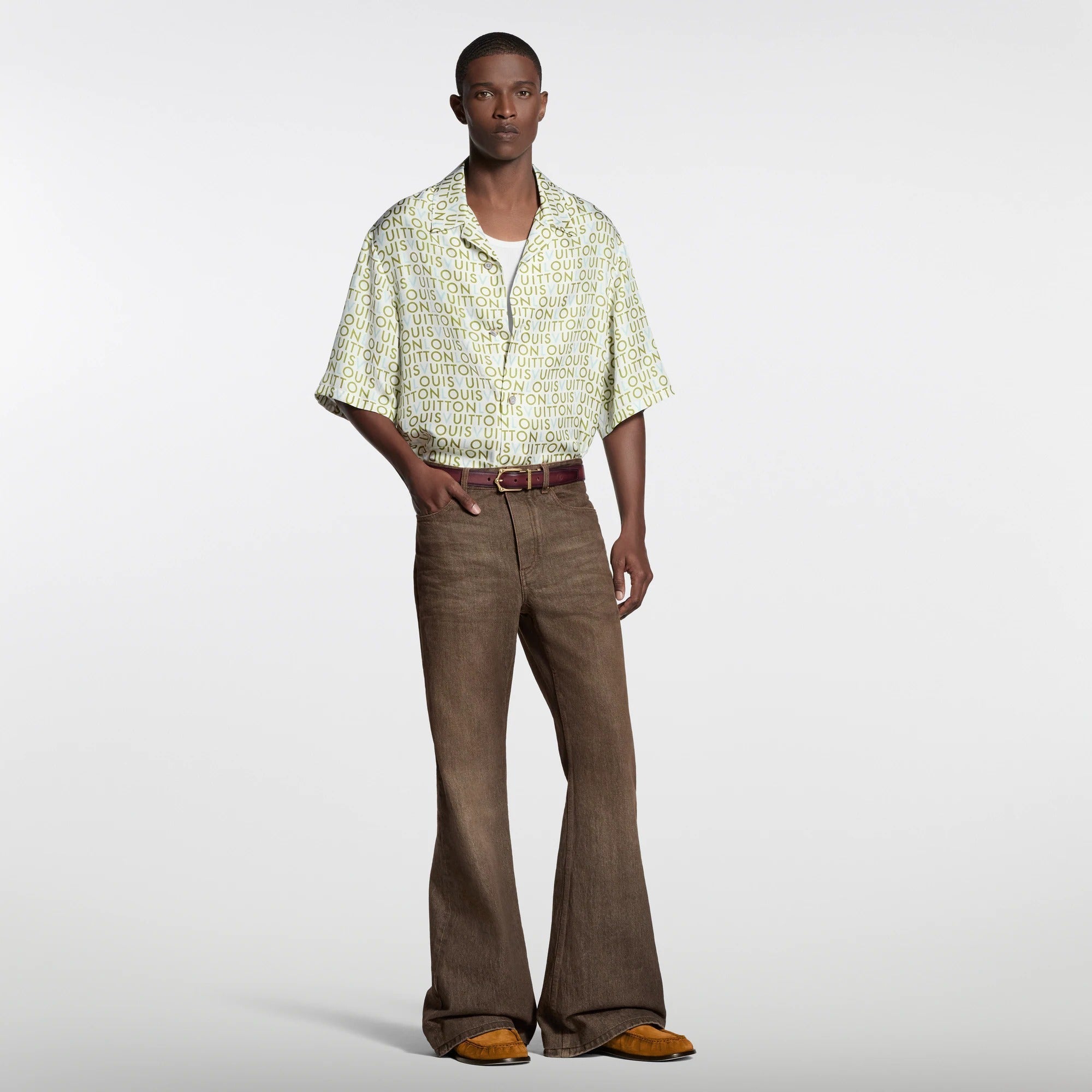 Short-Sleeved Printed Silk Shirt