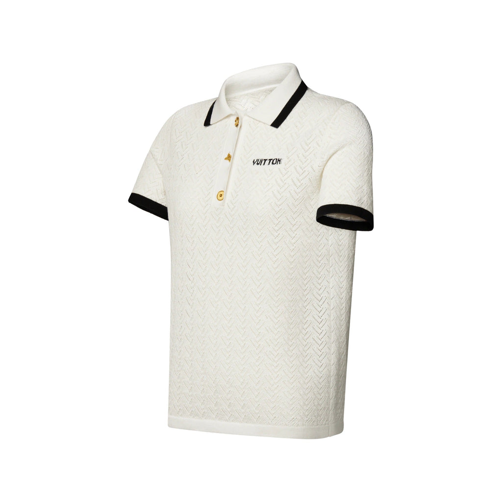 Pointelle Polo Top